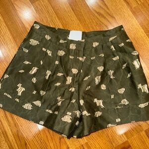 Prose and Poetry Jacquard Olive Green Women's Shorts